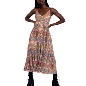 Strawberry Thief Red Sheer Midaxi Dress - L